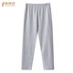 錦帛祥男士三層保暖褲純棉大碼散口加厚秋褲老人棉褲寬松家居睡褲冬季 【褲子】淺灰色 2XL 110體重140-160斤