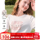 百圖betu女裝2025春夏新款T恤圓領(lǐng)字母印花珠片繡棉感短袖女2502T22 白色 M