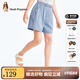暇步士（Hush Puppies）童裝兒童女大童2025夏季時尚俏皮簡約別致假日活力感牛仔短褲 淺牛仔 【寬松版】 170