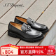 S.T.Dupont都彭男士厚底皮鞋馬銜扣英倫休閑商務(wù)牛皮舒適樂(lè )福鞋 E29112662 黑色 40