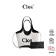 CLOSVastote系列牛皮拼接帆布托特包小眾設計大容量上班通勤包 帆布黑 大包