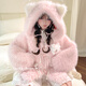 森女部落原創(chuàng  )可愛(ài)立體獸耳造型連帽絨衫衛衣新款秋冬女裝 粉色（單件） 單件 S