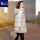 啄木鳥(niǎo)中長(cháng)款羽絨服女冬季2025年新款時(shí)尚韓版寬松小個(gè)子女士白鴨絨外套 米白 2XL 【125-140斤】