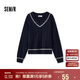 森馬（Semir）森柔|毛衣女冬季絞花提花寬松V領(lǐng)上衣慵懶風(fēng)疊穿毛衫101724107031