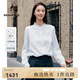 beanpole【新品】濱波2025早秋女士優(yōu)雅氣質(zhì)時尚木耳邊領(lǐng)長袖襯衫 天藍色 S 160/84A