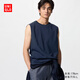 優(yōu)衣庫男女裝AIRism棉混紡無(wú)袖T恤背心坎肩吸汗透氣475363 475363/68深藍色 L