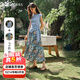 Olrain歐芮兒藍色綁帶上衣碎花半裙套裝女夏季2025新款時(shí)尚兩件套 藍色 M