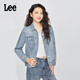 Lee25秋冬新品標準版翻領(lǐng)淺藍色女牛仔夾克外套 淺藍色  L 