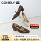 康莉（COMELY）羊皮瑪麗珍鞋女2025新款秋季真皮百搭復(fù)古郝本風(fēng)高跟鞋 可可咖 35