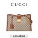 GUCCI古馳Padlock系列大號托特包 米色/烏木色 均碼