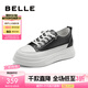百麗（Belle）小白鞋女鞋商場款厚底增高一腳蹬單鞋透氣休閑鞋U8N1DAM3預(yù)售 黑色 38 (240mm)