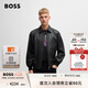 BOSS博斯【七夕節(jié)禮物】男士2025年春季新款寬松飛行員夾克皮衣外套 001-黑色 M (48)