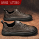 LOYEZI VUTYZIUO輕奢男鞋2026春季新款板鞋子男真皮軟底運動(dòng)上班商務(wù)休閑皮鞋男士 卡其 41 標準皮鞋碼數