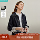 茵曼（INMAN）2025秋冬女裝新款100棉拼接條紋原色短牛仔外套復(fù)古上衣 深藍(lán)色 99.0%棉1.0%其他纖維 S