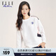 ELLE ACTIVE休閑圓領(lǐng)衛(wèi)衣女裝秋季時(shí)尚百搭拼色運(yùn)動(dòng)減齡薄款舒適透氣套頭衫 白色 M