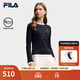 FILA 斐樂(lè )官方女子針織長(cháng)袖衫2025冬新款時(shí)尚經(jīng)典休閑修身亨利衫 傳奇藍-NV M 165/84A/M