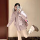 鹿王戀雪韓系工裝羽絨棉服女2025冬季新款大毛領(lǐng)棉襖加厚短款派克服外套 淺紫色 L 110-125斤