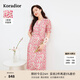珂萊蒂爾女裝夏季通勤百搭碎花v領(lǐng)中長款氣質(zhì)法式連衣裙 淺紫紅 2XL