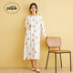 gelatopique秋冬女睡裙動(dòng)物蛋糕滿(mǎn)印連衣裙居家PWCO254372 灰白色 均碼