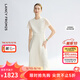 朗姿【蘭亭敘】真絲提花長(cháng)裙氣質(zhì)設計2025年夏季新款高級感連衣裙 米白色 M