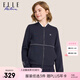 ELLE ACTIVE 棒球領(lǐng)夾克外套女裝秋季時(shí)尚百搭簡(jiǎn)約花卉印花運(yùn)動(dòng)休閑通勤外套 藏青色 2XL