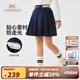 英氏（YEEHOO）兒童裙子女童半身裙秋季時(shí)尚淑女學(xué)院百褶裙秋裝新款衣服中大童裝 學(xué)院百褶徽章深藍(lán) 150