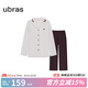 ubras全棉系列純色開(kāi)襟家居服睡衣女長(cháng)袖長(cháng)褲套裝情侶款軟棉棉 【長(cháng)袖長(cháng)褲】男款-拿鐵灰色 2XL