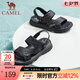 駱駝（CAMEL）新款磨砂牛皮柔軟兩穿涼拖舒適商務(wù)男士涼鞋 G13M211017 黑色腳背高拍大一碼 40