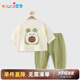 優(yōu)奇兒童套裝卡通紗布套裝嬰兒春秋季a類(lèi)寶寶萌趣男女童分體兩件套