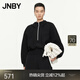 JNBY/江南布衣春秋衛衣拉鏈連帽短款女空氣層套頭上衣5O8414960 001/本黑 M