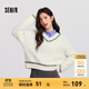 森馬（Semir）森柔|毛衣女冬季絞花提花寬松V領(lǐng)上衣潮流時(shí)尚慵懶風(fēng)疊穿毛衫 奶白10501 L