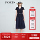 PORTS寶姿女裝2025春夏新款優(yōu)雅淑女經(jīng)典通勤拼接紗裙收腰連衣裙 丈青色 XS 2