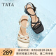 他她（TATA）一字帶高跟涼鞋女鞋法式簡(jiǎn)約時(shí)裝涼鞋夏新款WM801BL4 米白 37