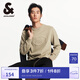 杰克·瓊斯（JACK&JONES）男裝針織衫純色舒適純棉立體鋼印圓領(lǐng)套頭毛衣 E11 卡其色 M 175