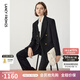 朗姿OL風(fēng)羊毛西裝女冬季新款職業(yè)正裝氣質(zhì)通勤西服外套女 夜幕黑色 L