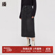 播牛仔半身裙女秋冬新款小個(gè)子復古高腰直筒開(kāi)叉裙DDQ4BD5518 K40黑色 S