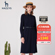哈吉斯（HAZZYS）女裝 春秋款長(cháng)袖氣質(zhì)腰帶翻領(lǐng)女中長(cháng)款連衣裙AQWSC03AC22 藏青色NV L (165/88A 40)