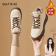 達(dá)芙妮（DAPHNE）加絨雪地靴女款2025新款冬季厚底鞋皮毛一體冬季保暖棉鞋運(yùn)動(dòng)靴子 淺棕色 加絨 跟高5CM 36 (230mm)