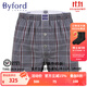 百富（BYFORD）港產(chǎn)進(jìn)口男士精梳棉阿羅褲格紋中腰平角短褲梭織褲衩商場(chǎng)款MW962 MW962灰色帶紐扣，一片包臀 1條 M