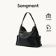 Songmont【李娜同款】山下有松循跡系列hobo包植鞣牛皮斜挎軟包七夕禮物 煙墨黑 大號 現(xiàn)貨