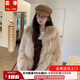 蕓蕁外套女2025新款狐貍毛環(huán)保皮草外套冬季千金洋氣寬松加厚保暖中長(cháng) 杏色【深冬】 加厚 S 80-95斤