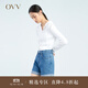 OVV2023春夏新款女裝棉質(zhì)醋酸清爽休閑抽繩連帽長(cháng)袖針織開(kāi)衫外套 漂白（凈色）12 M