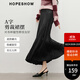 紅袖垂感緞面半身裙春季2025新款女裝百搭顯瘦A字松緊腰復古百褶裙 黑050 M