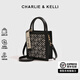 CHARLIE&KELLI CK品牌包包女包2025新款女生日禮物刺繡手提包單肩斜挎包手機包 黑色【代寫(xiě)賀卡 贈品牌禮袋】