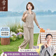雪夕（XUEXI）媽媽春夏裝時(shí)尚翻領(lǐng)雪紡套裝2025新款休閑上衣中老年女夏季闊腿褲