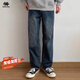 SWAMP AREA復古水洗做舊男秋冬季加絨加厚保暖牛仔褲K8374JR青藍色XL