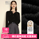 晚白【專(zhuān)享】加絨套頭針織衫風(fēng)一體絨毛衣女 黑色 XL