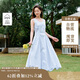 茵曼（INMAN）歐若風無袖連衣裙2025夏季女裝新款a字背心裙 迷霧藍-W18528546 M
