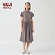 無(wú)印良品 MUJI IDEE 女式 平紋 無(wú)袖連衣裙 女裝裙子夏季 GAD13C4S 灰色 L (165/88A)
