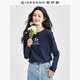 佐丹奴長(cháng)袖T恤女秋冬純棉田園主題印花圓領(lǐng)休閑上衣13394790